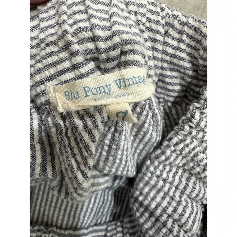 Blu Pony Vintage Skirt Girls/Juniors Size 7‎ Gray White Pinstriped Elastic Waist